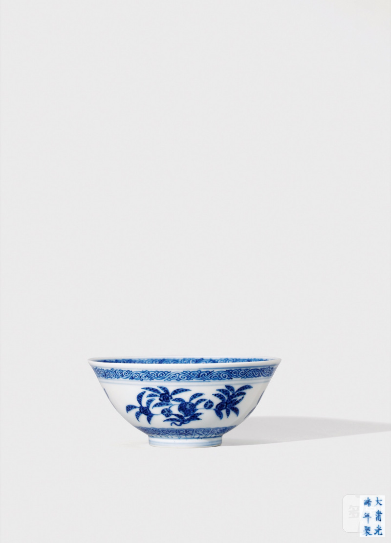 清光绪·青花三多纹碗